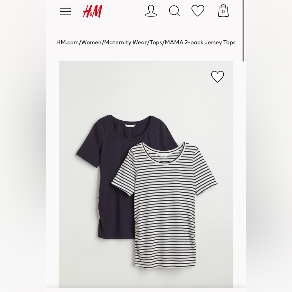 H&M Mama 2 pack jersey tops. NWT. Size large.
